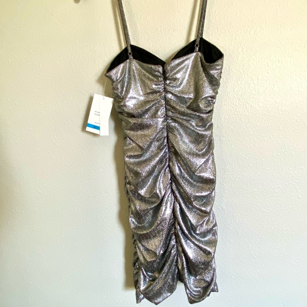 Silver Ruched Mini Dress - Picture 9 of 9